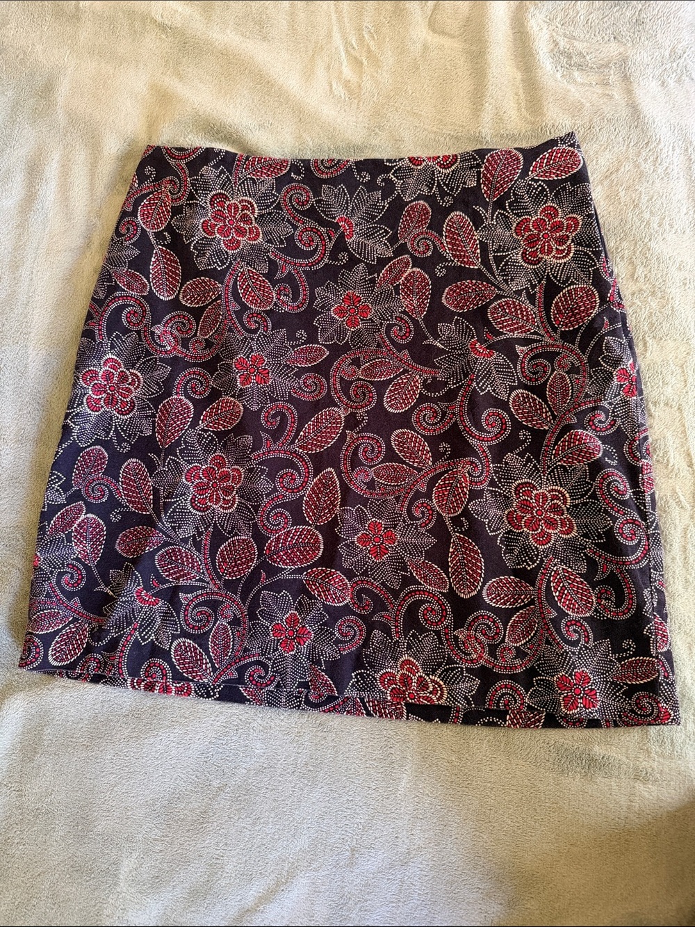Talbots Black Skirt with Red and White Floral Paisley Print